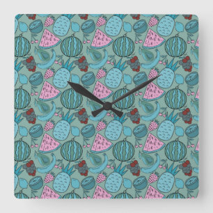 Fruit seamless pattern   Fruit surface pattern 20 Square Wall Clock