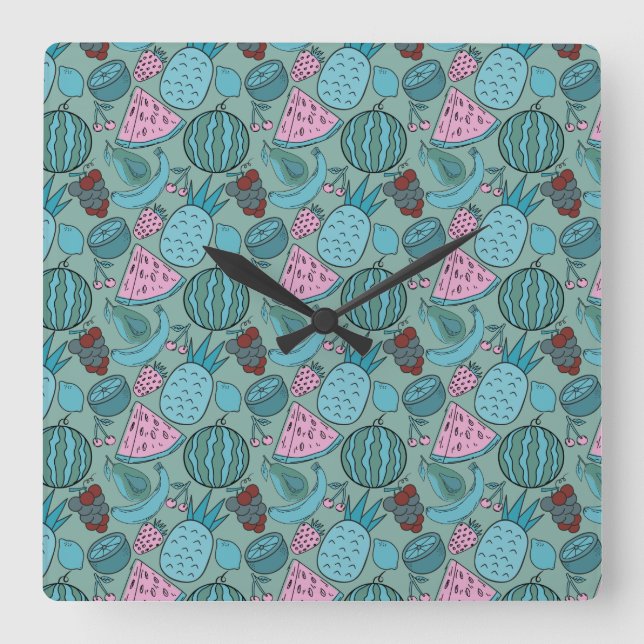 Fruit seamless pattern | Fruit surface pattern 20 Square Wall Clock (Front)