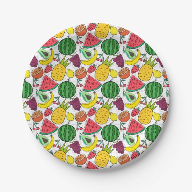Fruit seamless pattern | Fruit surface pattern 22 Paper Plate (Front)