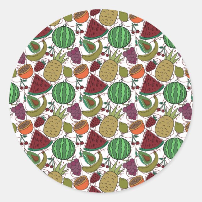 Fruit seamless pattern | Fruit surface pattern 25 Classic Round Sticker (Front)