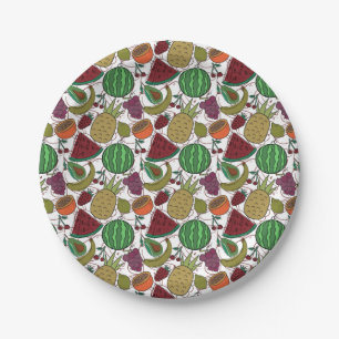 Fruit seamless pattern Fruit surface pattern 25 Paper Plate