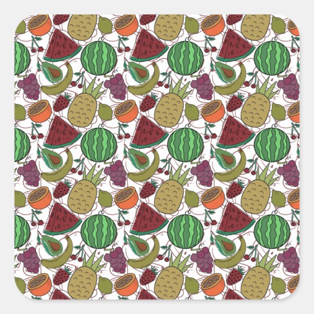 Fruit seamless pattern | Fruit surface pattern 25 Square Sticker (Front)
