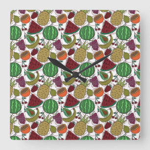 Fruit seamless pattern   Fruit surface pattern 25 Square Wall Clock