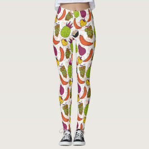 Lemon Yellow Lime Green Orange Juicy Fruit Print Leggings