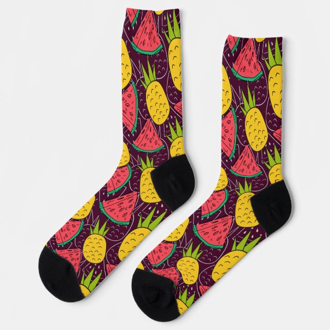 Fruit seamless pattern | Fruit surface pattern 36  Socks (Left)