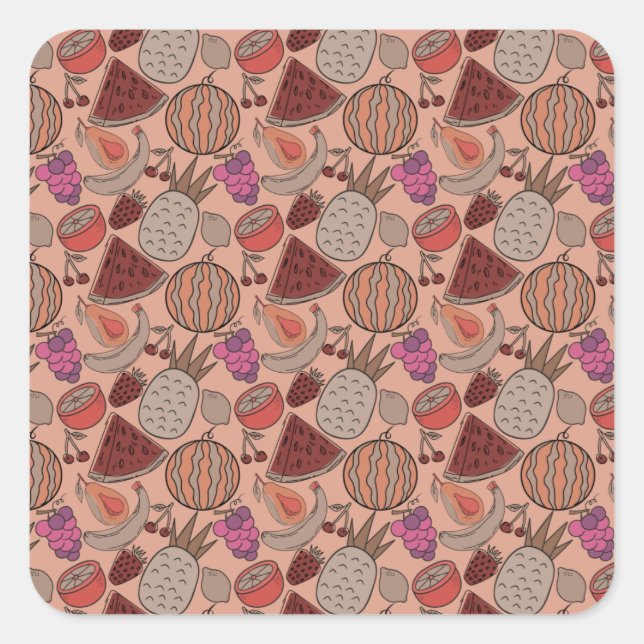 Fruit seamless pattern | Fruit surface pattern 45 Square Sticker (Front)