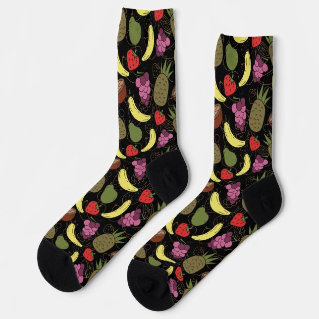 Fruit seamless pattern | Fruit surface pattern 51 Socks (Left)