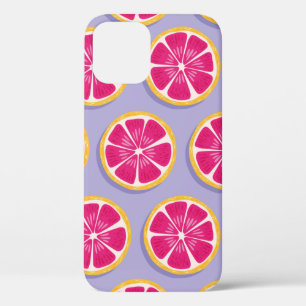 Fruit seamless pattern, grapefruit slices with sha iPhone 12 case