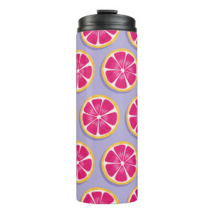 Fruit seamless pattern, grapefruit slices with sha thermal tumbler