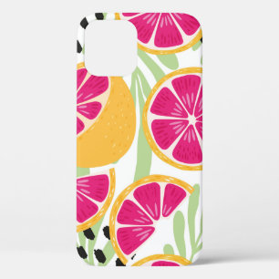 Fruit seamless pattern, grapefruit with tropical l iPhone 12 case
