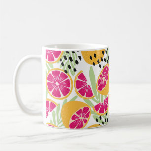 Fruit seamless pattern, grapefruit with tropical l coffee mug
