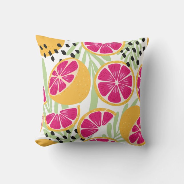Fruit seamless pattern, grapefruit with tropical l cushion (Front)