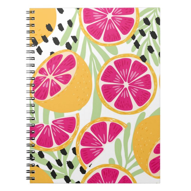 Fruit seamless pattern, grapefruit with tropical l notebook (Front)