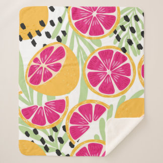 Fruit seamless pattern, grapefruit with tropical l sherpa blanket