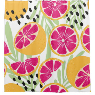 Fruit seamless pattern, grapefruit with tropical l shower curtain