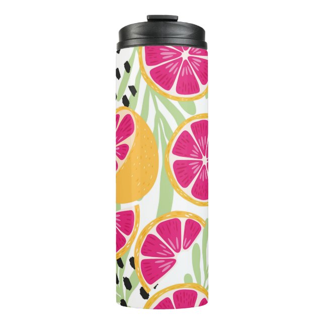 Fruit seamless pattern, grapefruit with tropical l thermal tumbler (Front)