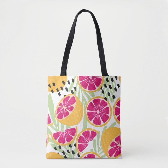 Fruit seamless pattern, grapefruit with tropical l tote bag (Front)