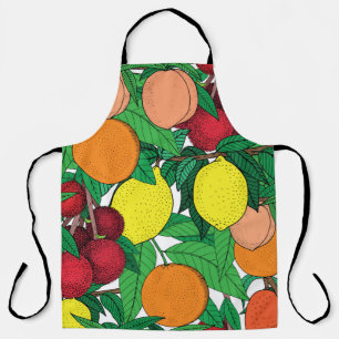 Fruit seamless pattern, hand drawn sketch, orange, apron