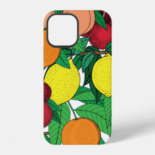Fruit seamless pattern, hand drawn sketch, orange, iPhone 12 case