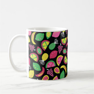 Fruit seamless vintage pattern black green yellow coffee mug