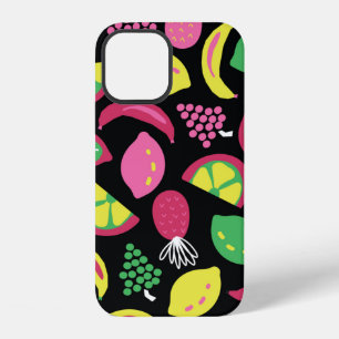 Fruit seamless vintage pattern black green yellow iPhone 12 case