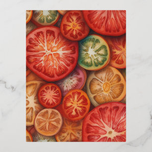 Fruit Slices Seamless Patterns Foil Holiday Postcard