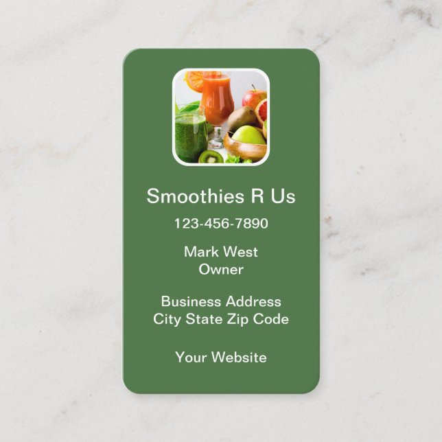 Fruit Smoothie Theme Vertical Business Cards (Front)
