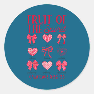 Fruit Spirit Christian Heart Bow Classic Round Sticker