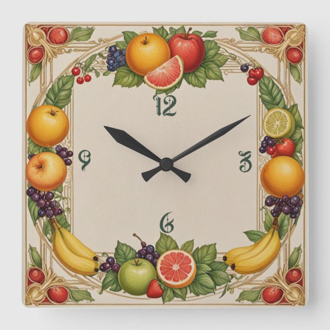 Fruit Square Wall Clock (Front)