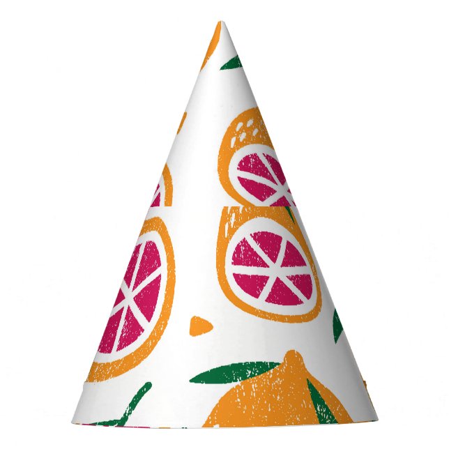 Fruit Stamp Textured Seamless Pattern Party Hat (Front)