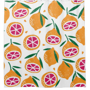 Fruit Stamp Textured Seamless Pattern Shower Curtain