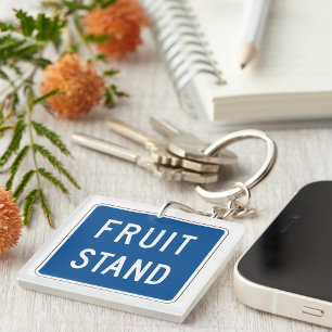 Fruit Stand Road Sign Key Ring