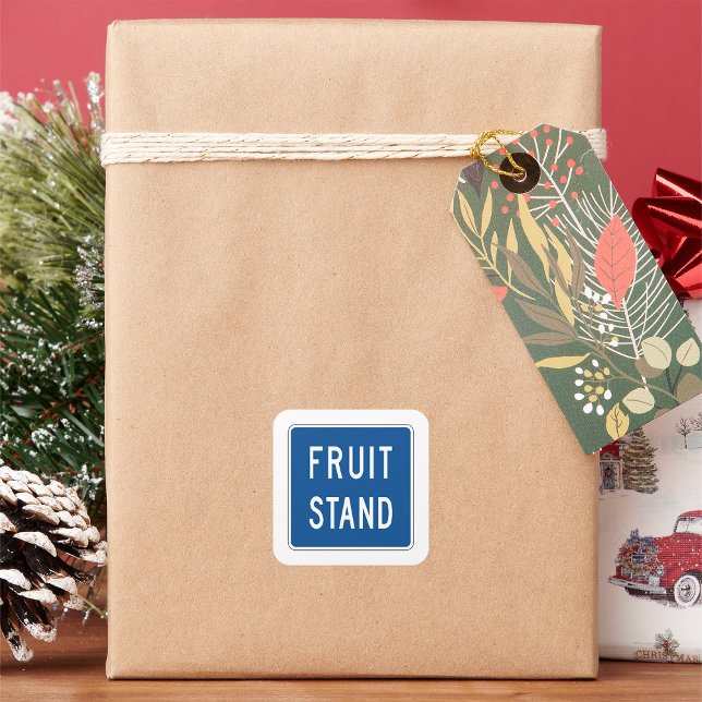 Fruit Stand Road Sign Square Sticker (Creator Uploaded)