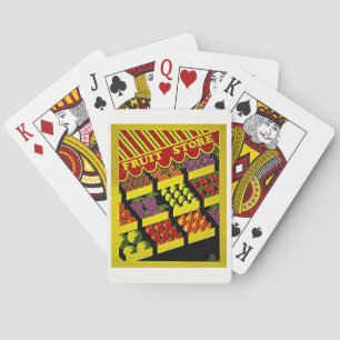 Fruit Store - Bright Red Yellow Vintage WPA Poster Playing Cards