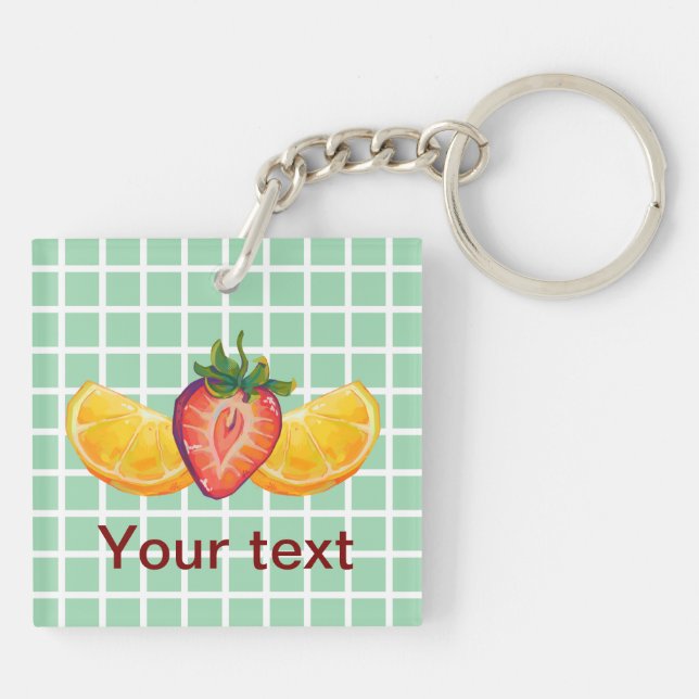 Fruit, Strawberry, orange Key Ring (Back)