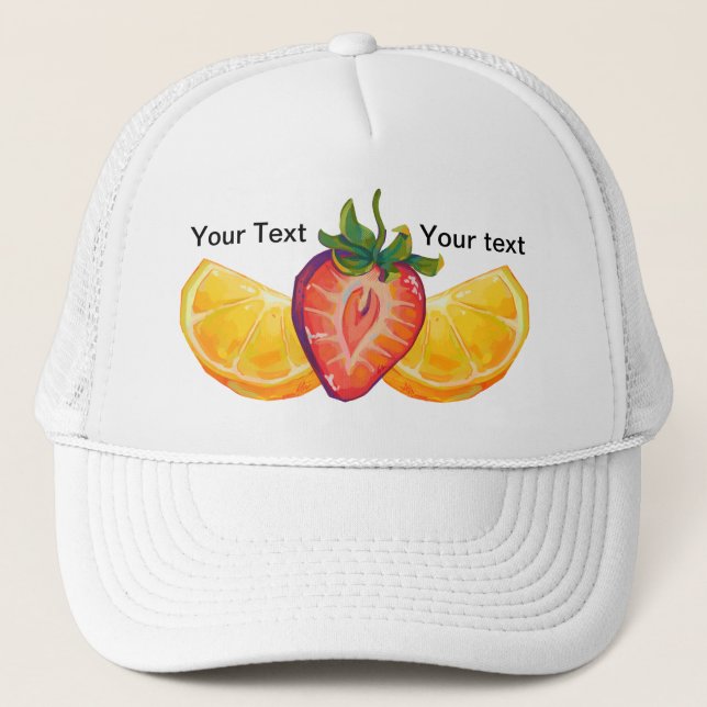 Fruit, Strawberry, orange Trucker Hat (Front)
