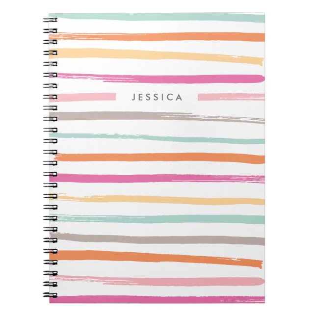 Fruit Stripes Journal - Tangerine (Front)