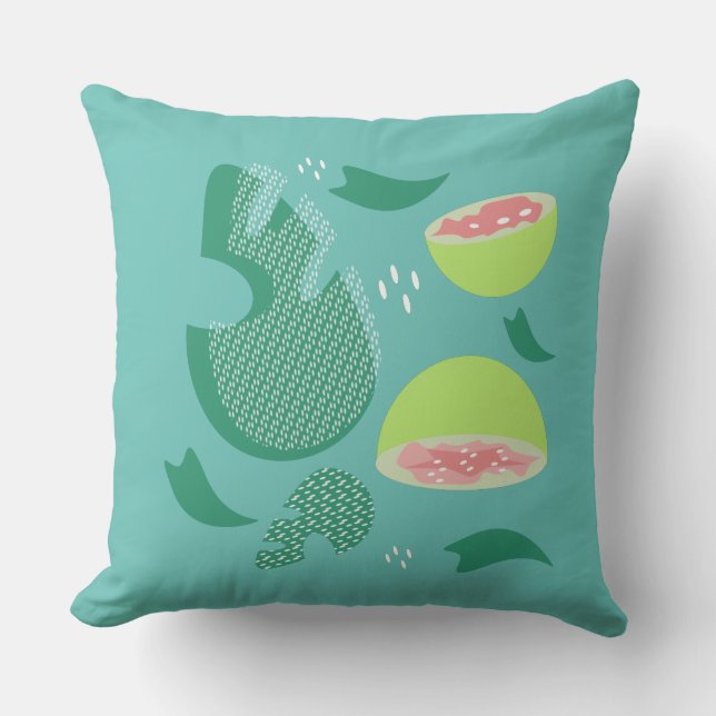 Fruit Summer Guava Pink Monstera Cushion (Front)