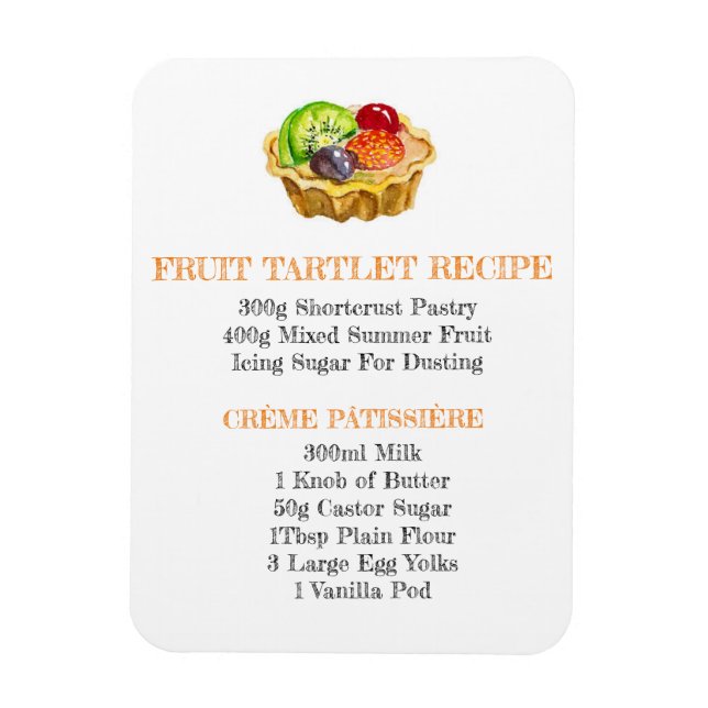 FRUIT TARTLET RECIPE FLEXIBLE FRIDGE MAGNET (Vertical)