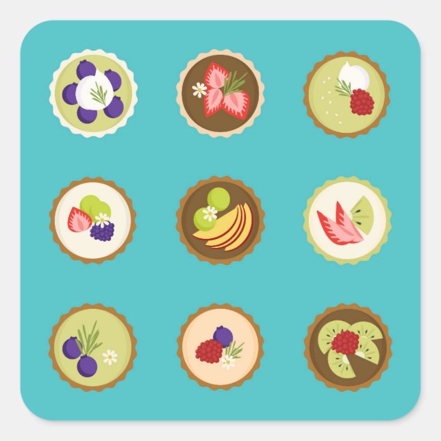  Fruit Tarts Square Sticker (Front)