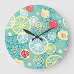 Fruit Texture, Vibrant Background. Large Clock