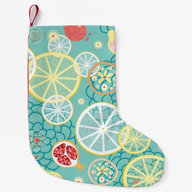 Fruit Texture, Vibrant Background. Small Christmas Stocking (Front)