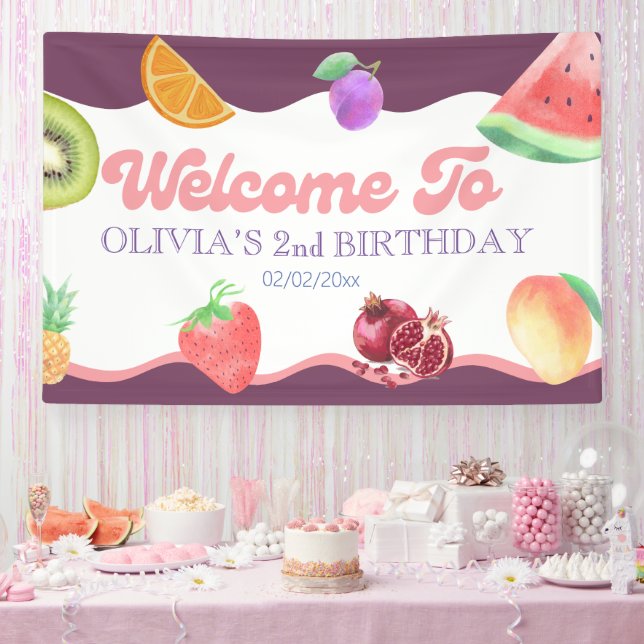 Fruit theme 2nd birthday  banner (Party)