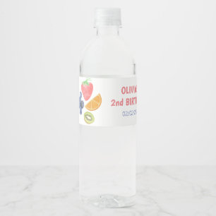 Fruit theme 2nd birthday water bottle label