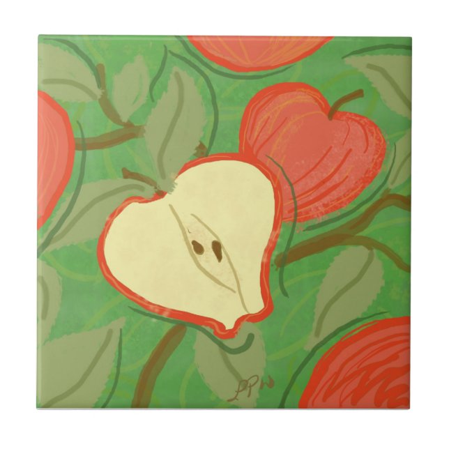 Fruit Tile: Apple Ceramic Tile (Front)