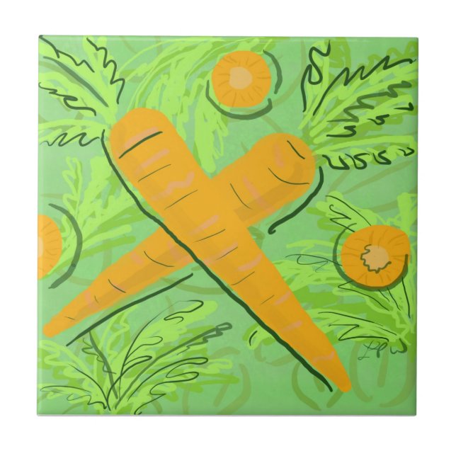 Fruit Tile: Carrots Ceramic Tile (Front)