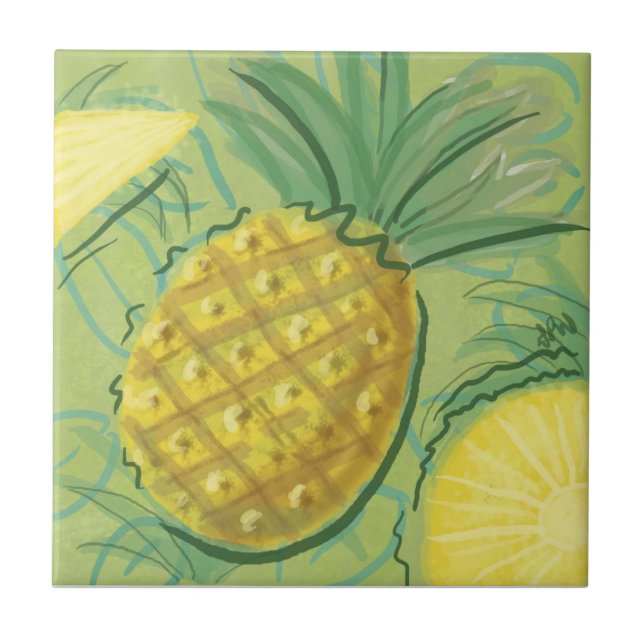 Fruit Tile: Pineapples Ceramic Tile (Front)