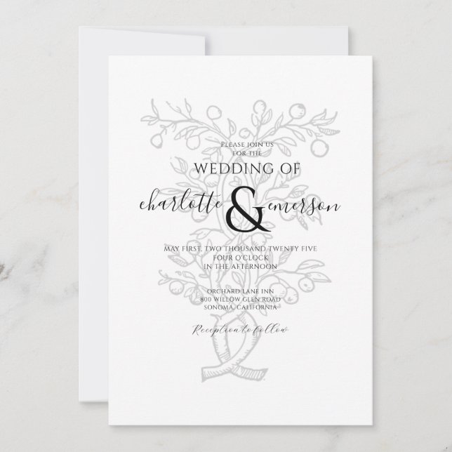 Fruit Tree Branch Wedding  Invitation (Front)