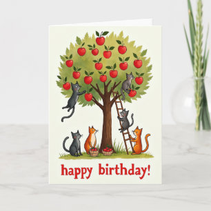 Fruit Tree Cats Birthday Card