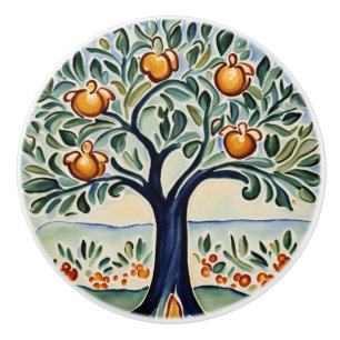Fruit Tree Mediterranean Italian Rural Folk Art Ceramic Knob